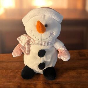 Best Made Toys White Pink Snowman Scarf Hat Gloves 10” Plush Doll Winter Lovey